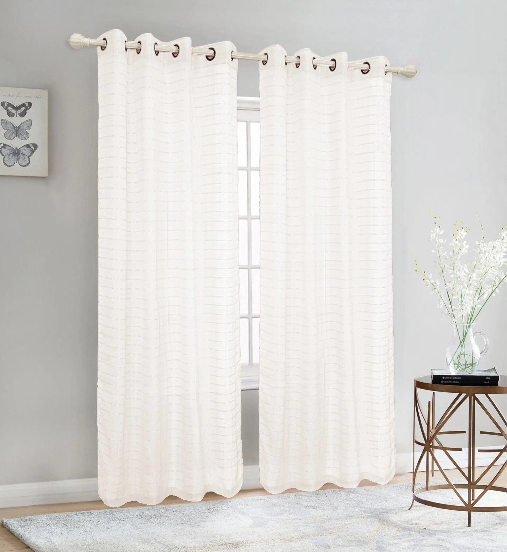 Sheer Voile Grommet Top Window Curtain Panel, 81007