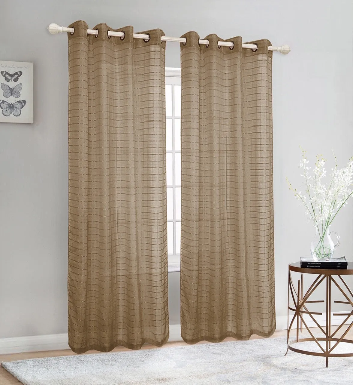 Sheer Voile Grommet Top Window Curtain Panel, 81007