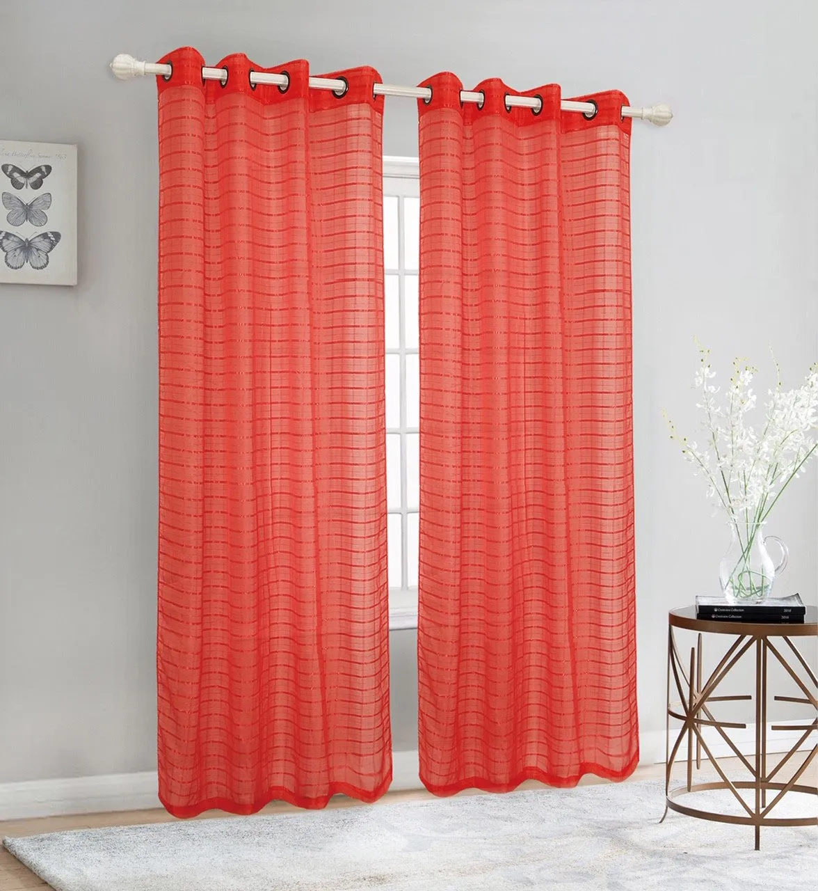 Sheer Voile Grommet Top Window Curtain Panel, 81007