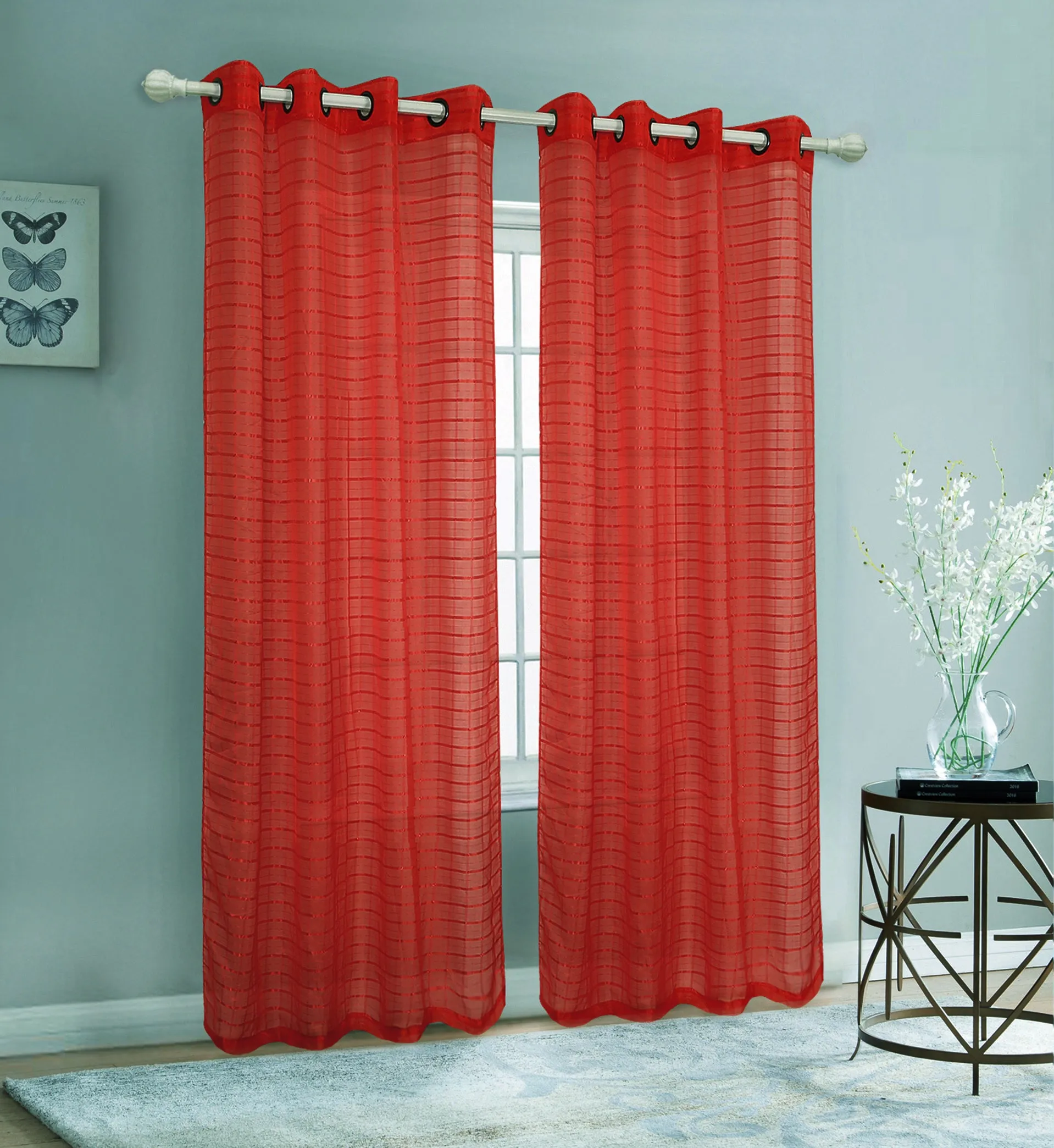 Sheer Voile Grommet Top Window Curtain Panel, 81007