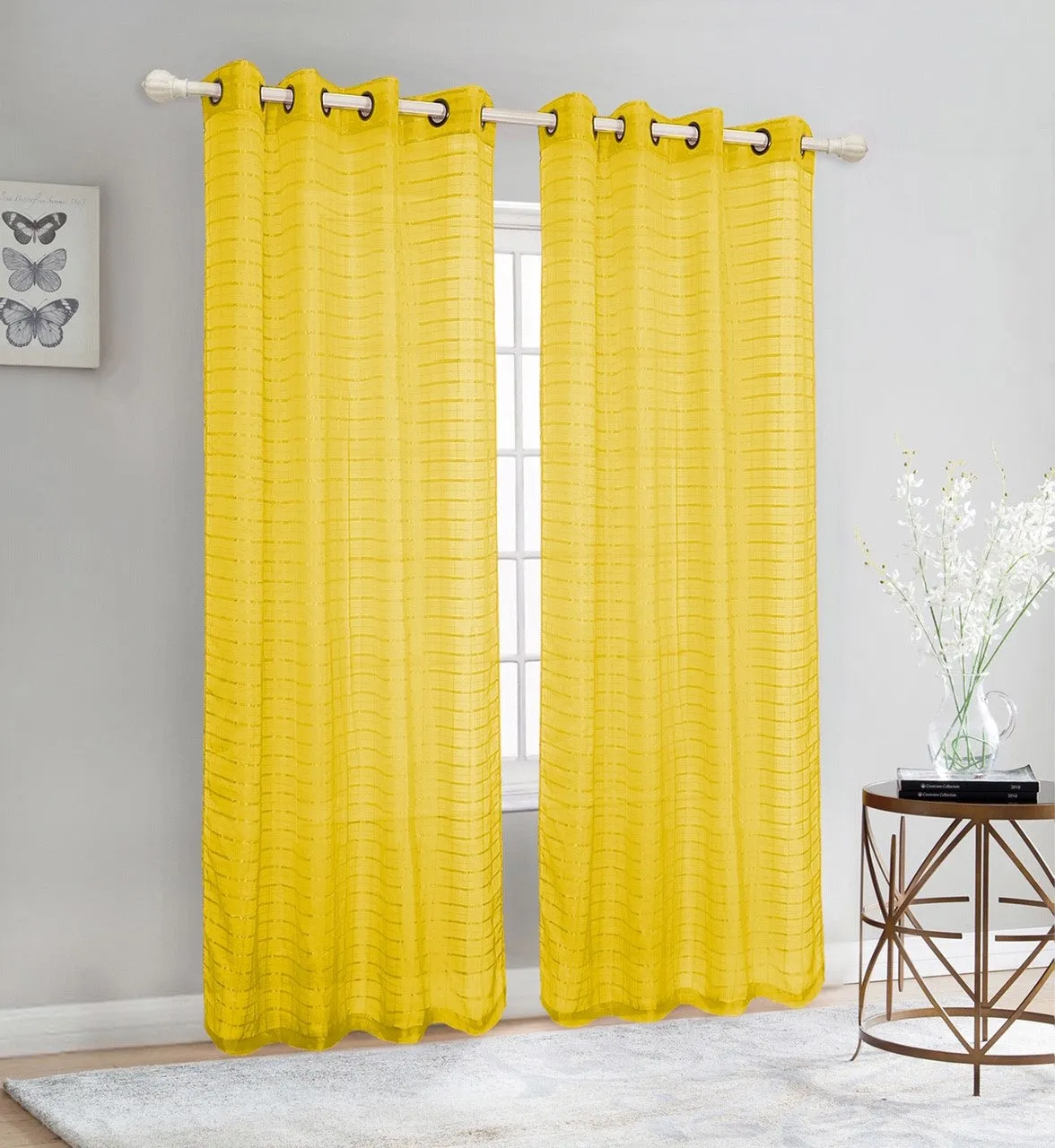 Sheer Voile Grommet Top Window Curtain Panel, 81007