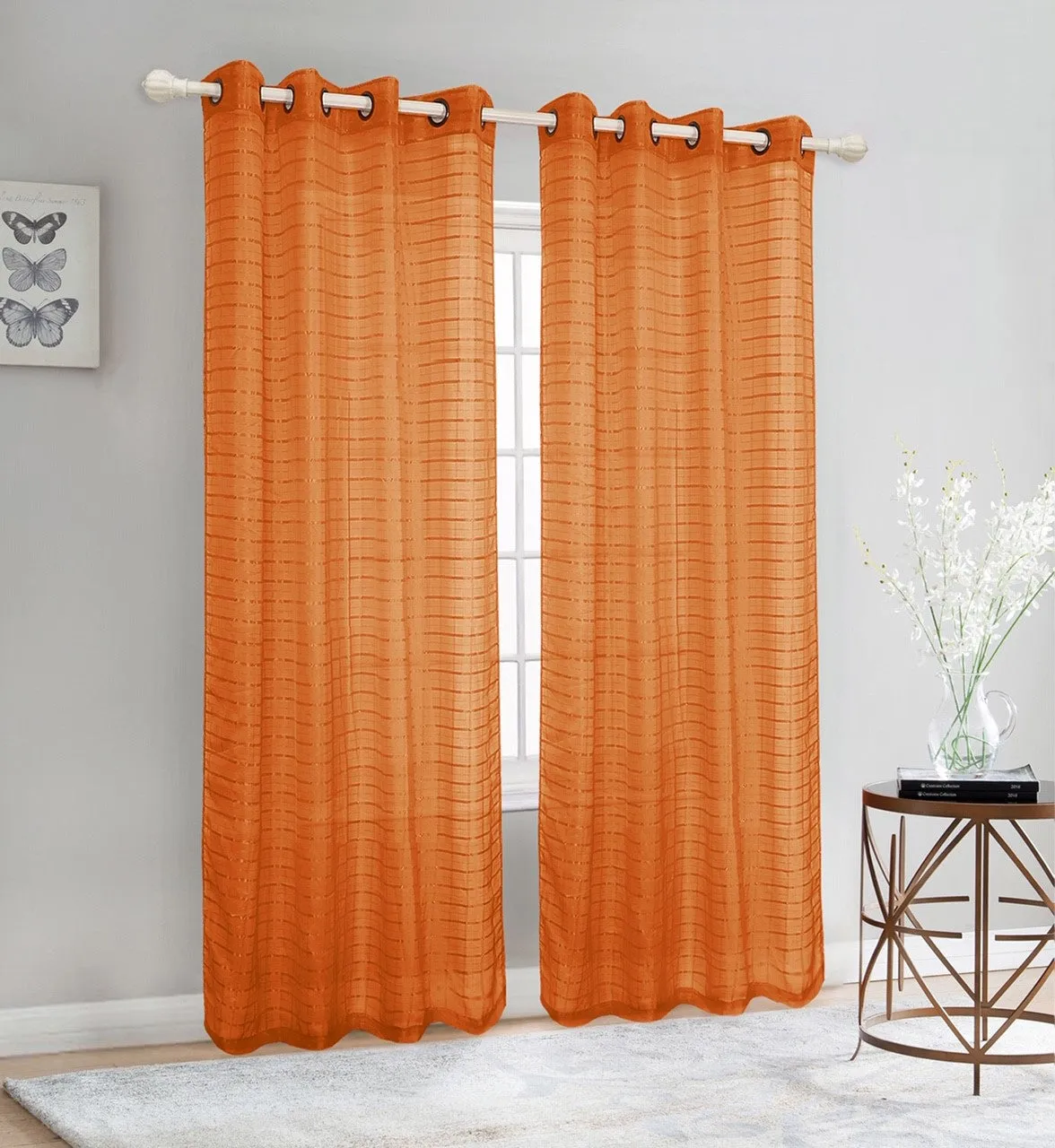 Sheer Voile Grommet Top Window Curtain Panel, 81007