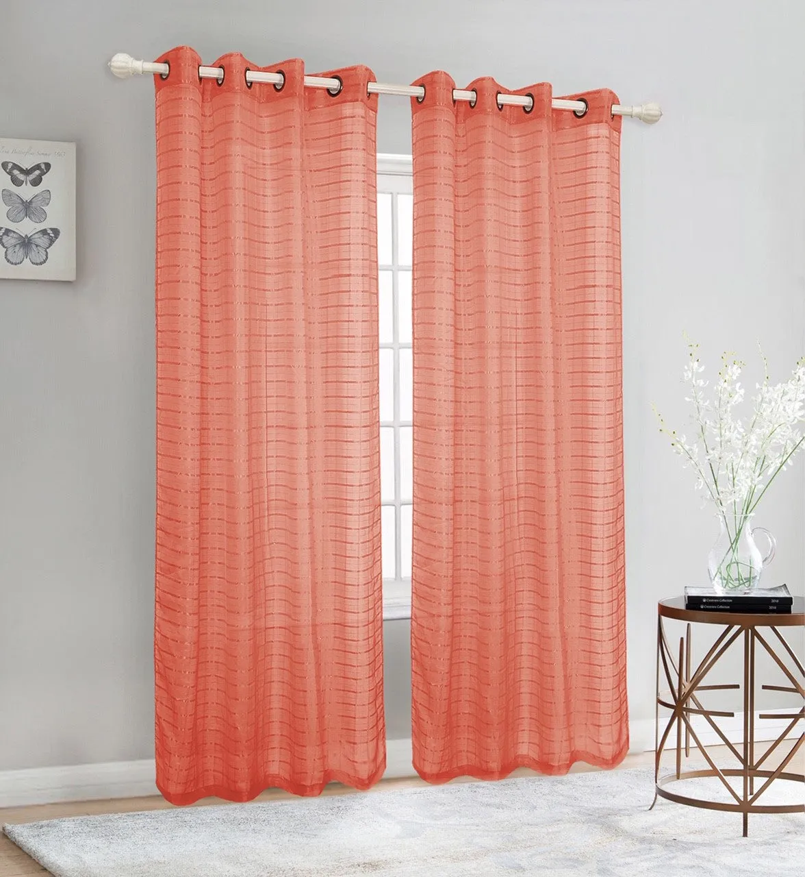 Sheer Voile Grommet Top Window Curtain Panel, 81007