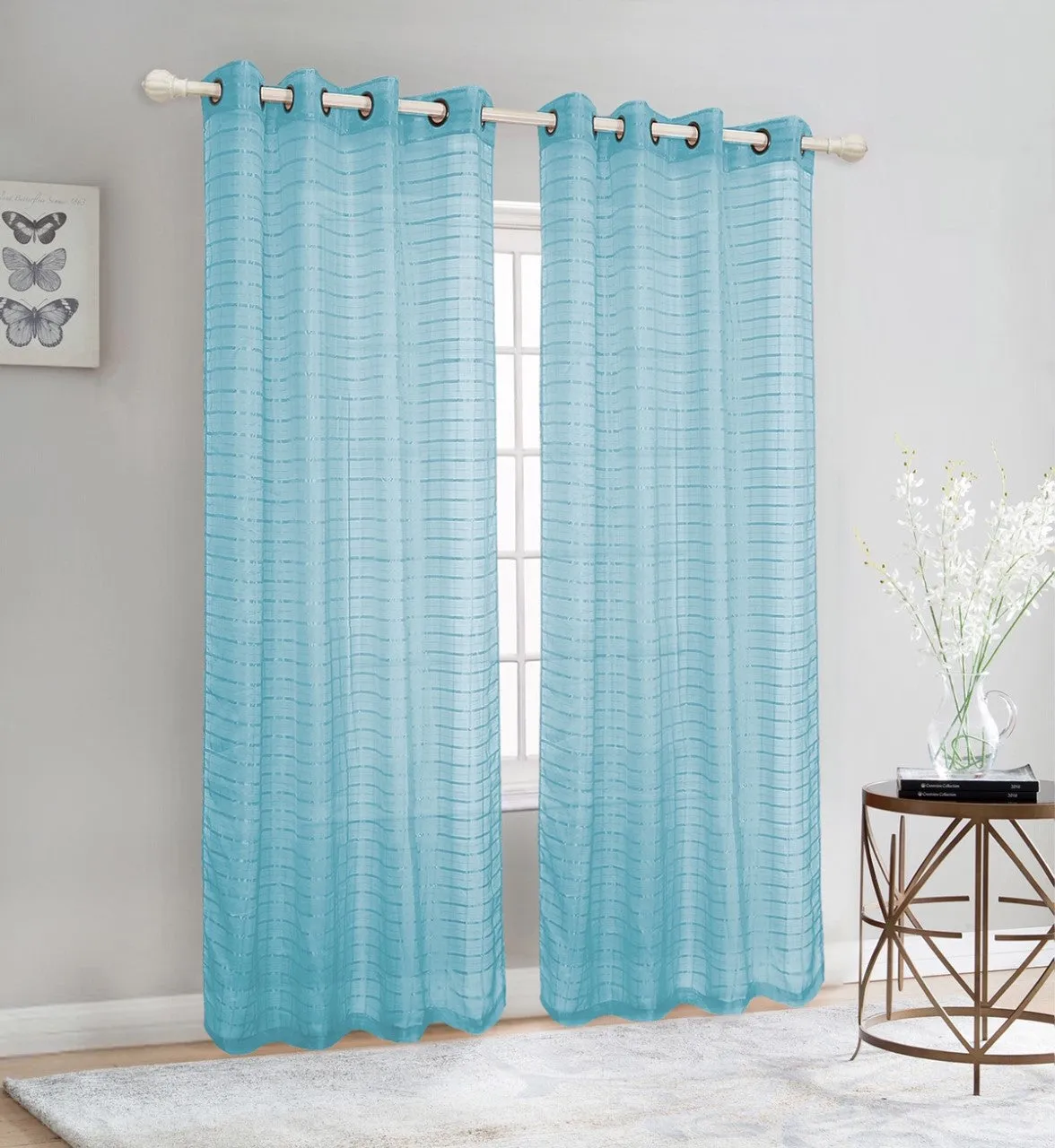 Sheer Voile Grommet Top Window Curtain Panel, 81007