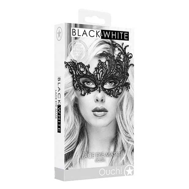 Shots - Ouch Black and White Lace Eye Mask Royal (Black)