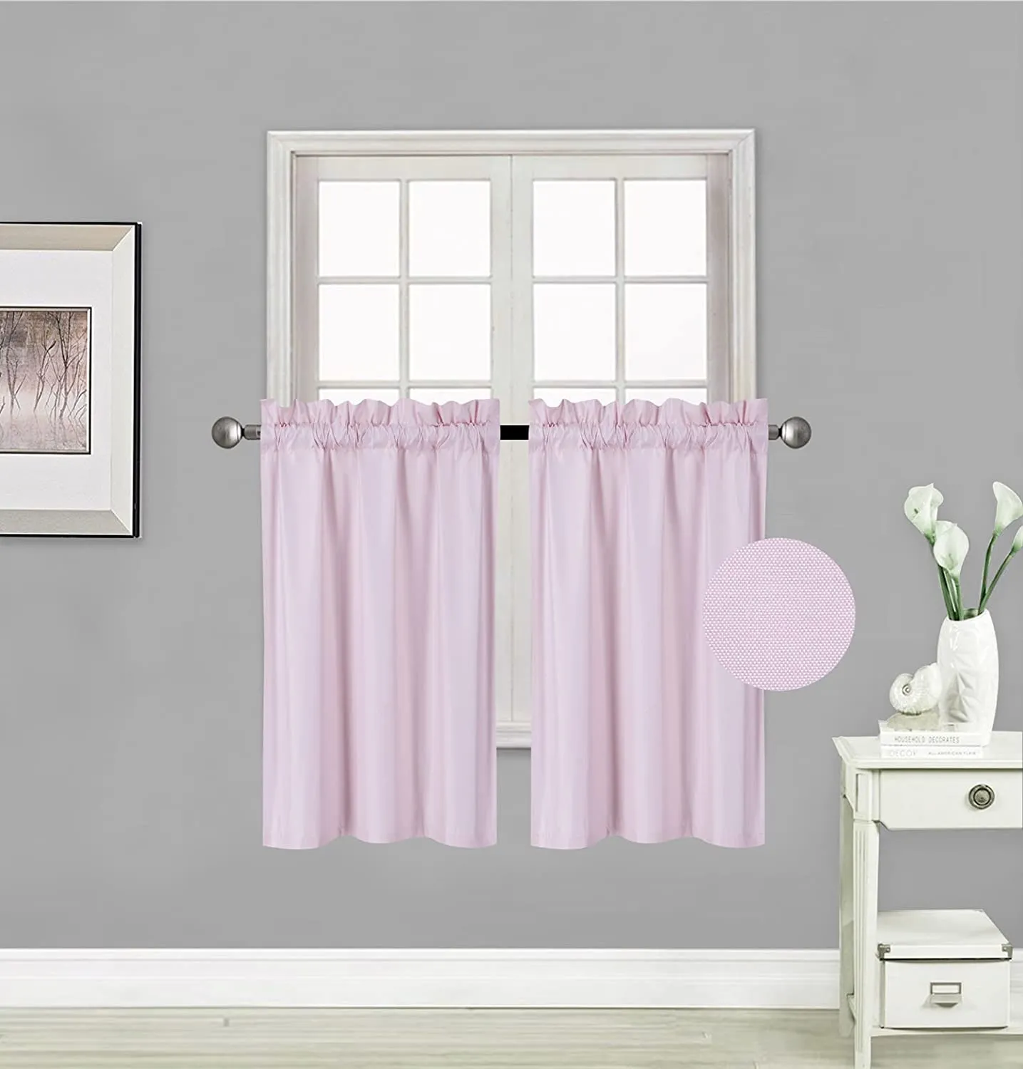 Small Window Treatment Short Curtain Insulated Blackout Drapes Tiers 2 Panels Set