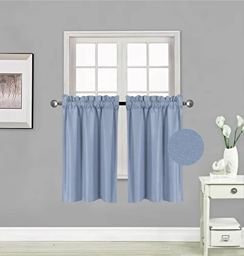 Small Window Treatment Short Curtain Insulated Blackout Drapes Tiers 2 Panels Set