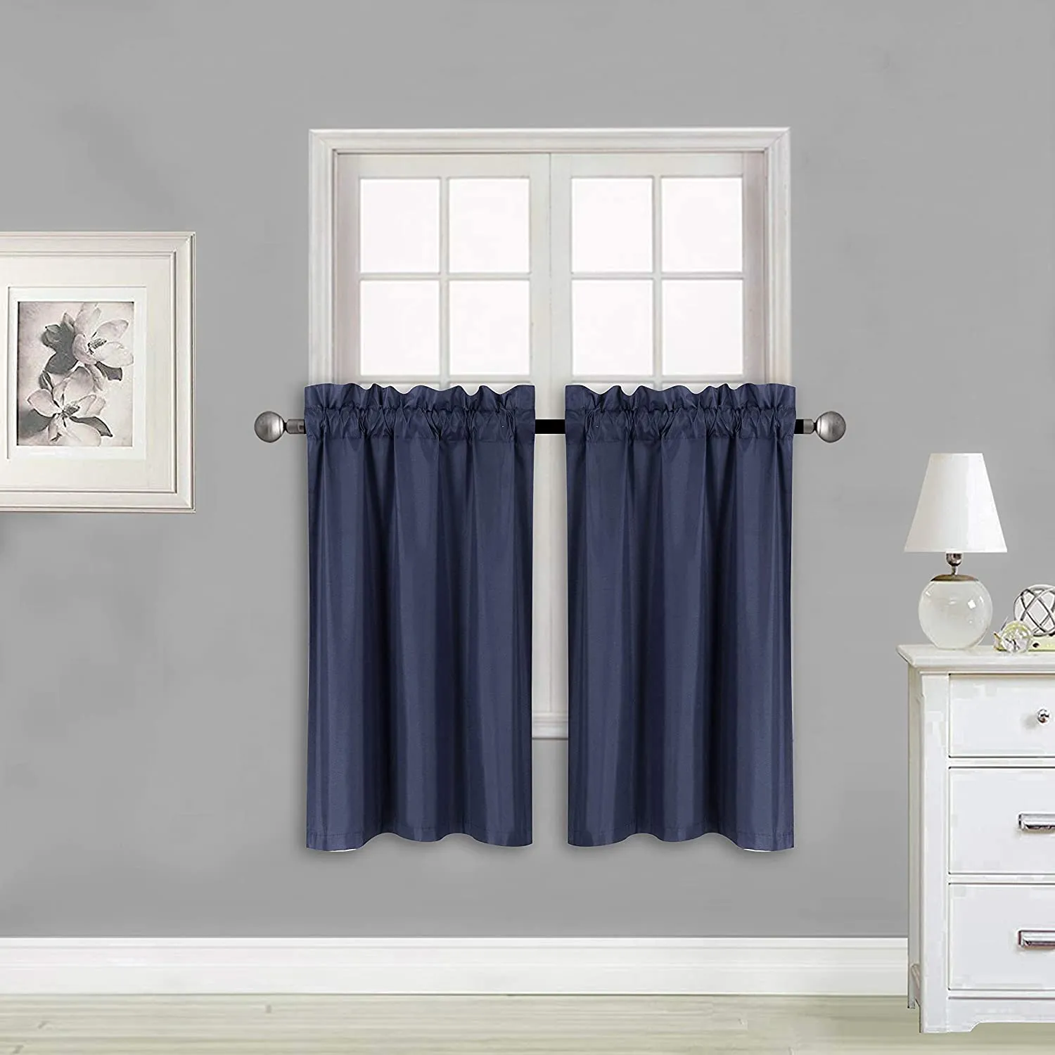 Small Window Treatment Short Curtain Insulated Blackout Drapes Tiers 2 Panels Set