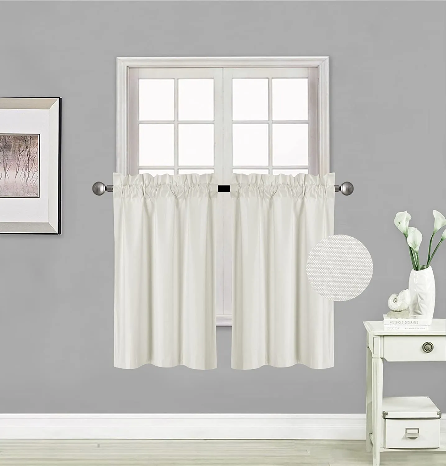 Small Window Treatment Short Curtain Insulated Blackout Drapes Tiers 2 Panels Set