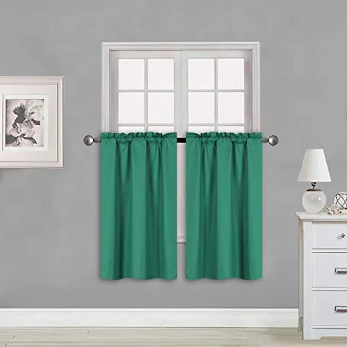 Small Window Treatment Short Curtain Insulated Blackout Drapes Tiers 2 Panels Set