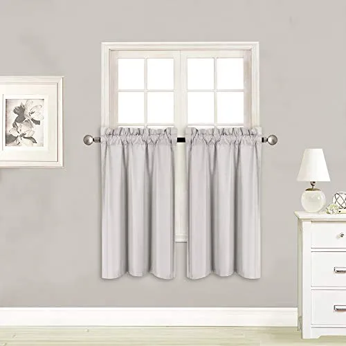 Small Window Treatment Short Curtain Insulated Blackout Drapes Tiers 2 Panels Set