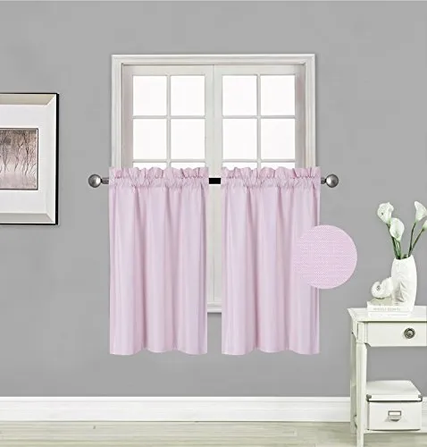 Small Window Treatment Short Curtain Insulated Blackout Drapes Tiers 2 Panels Set