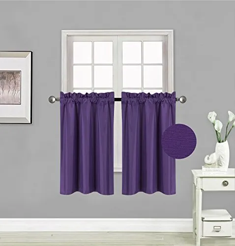 Small Window Treatment Short Curtain Insulated Blackout Drapes Tiers 2 Panels Set