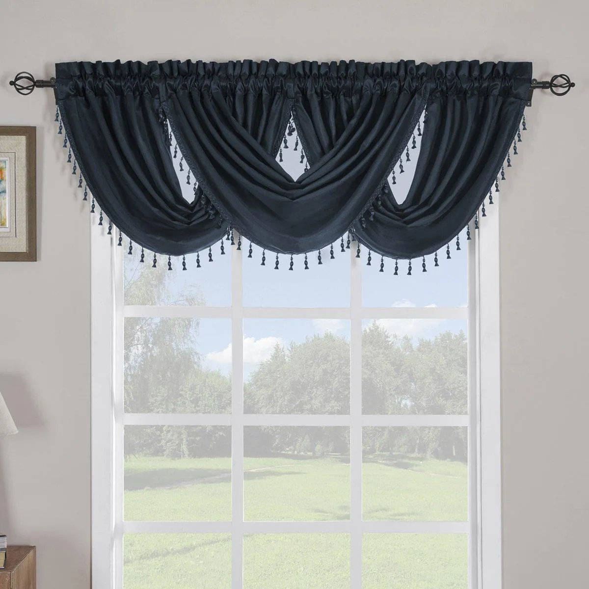 Soho Waterfall Decorative Trim Window Valance 57”wx 37”L (Single)