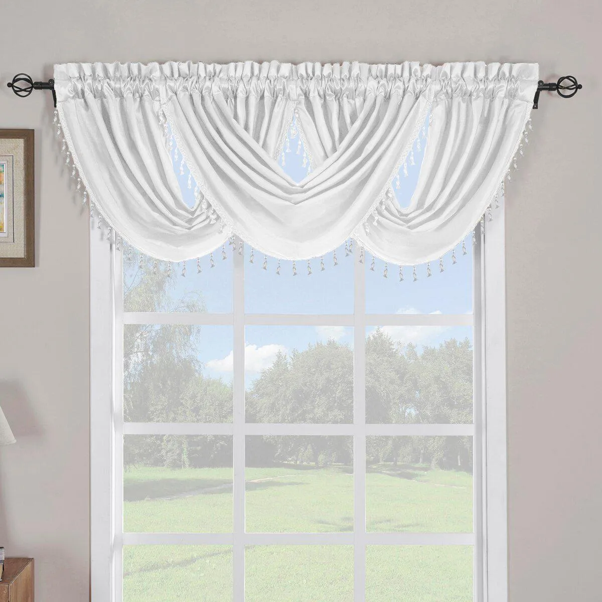 Soho Waterfall Decorative Trim Window Valance 57”wx 37”L (Single)