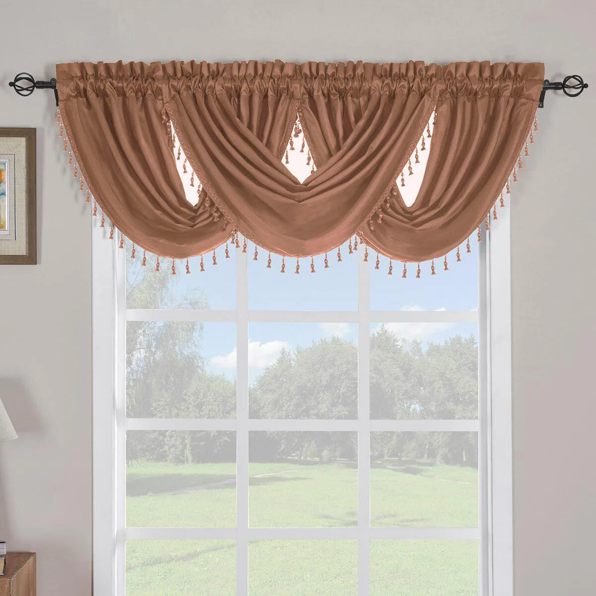 Soho Waterfall Decorative Trim Window Valance 57”wx 37”L (Single)