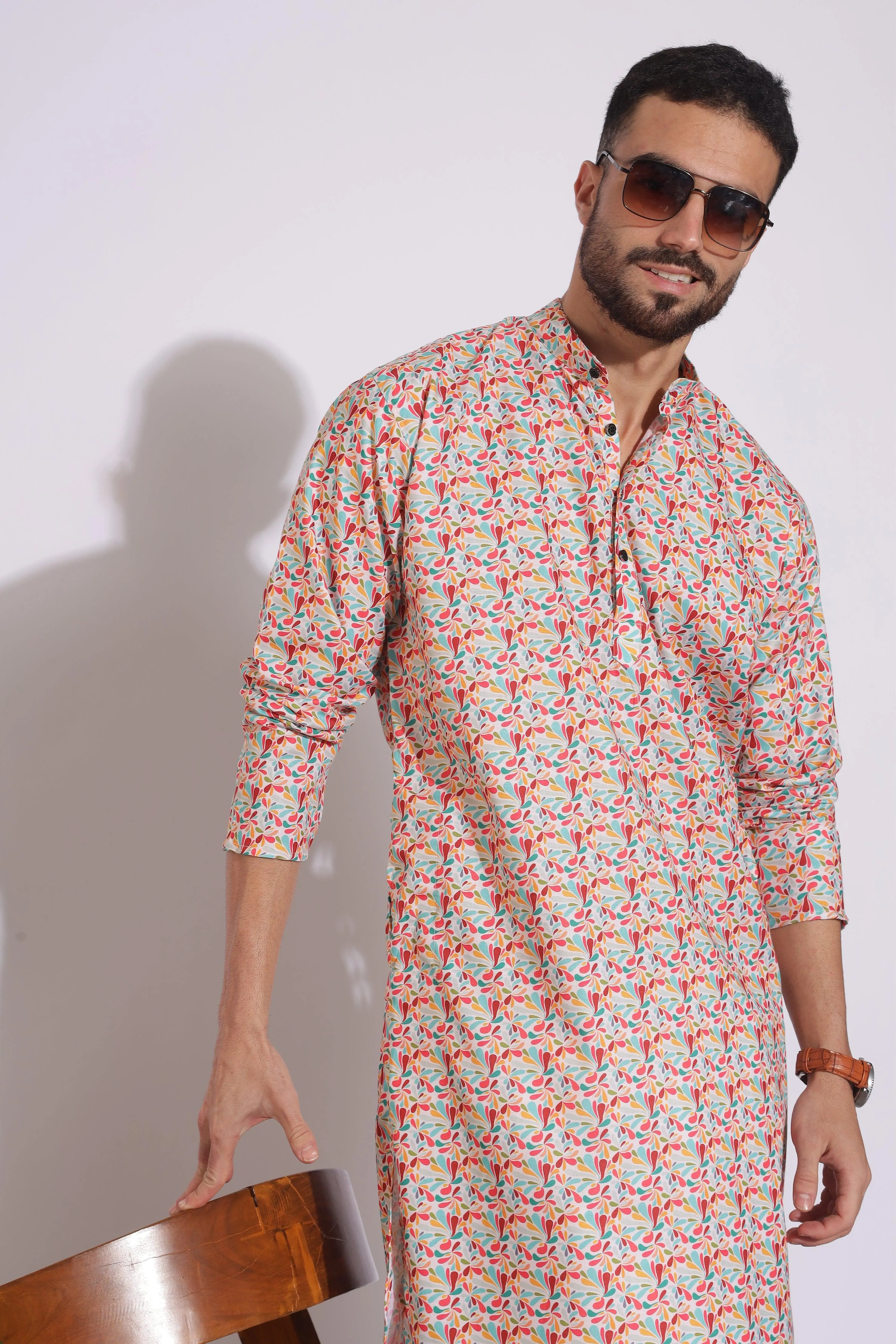 Stylish Print Cotton Multi Color Floral Kurta