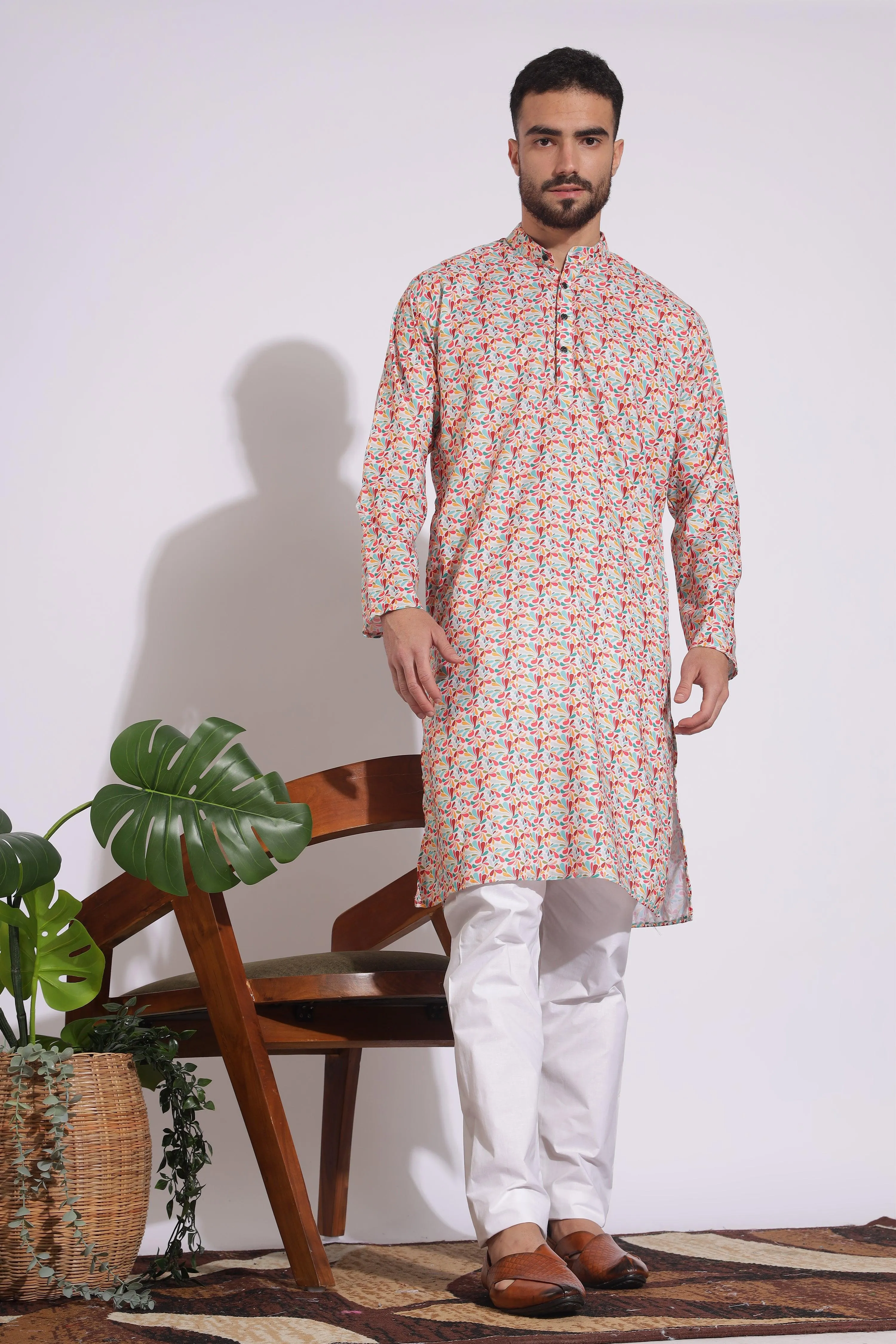 Stylish Print Cotton Multi Color Floral Kurta