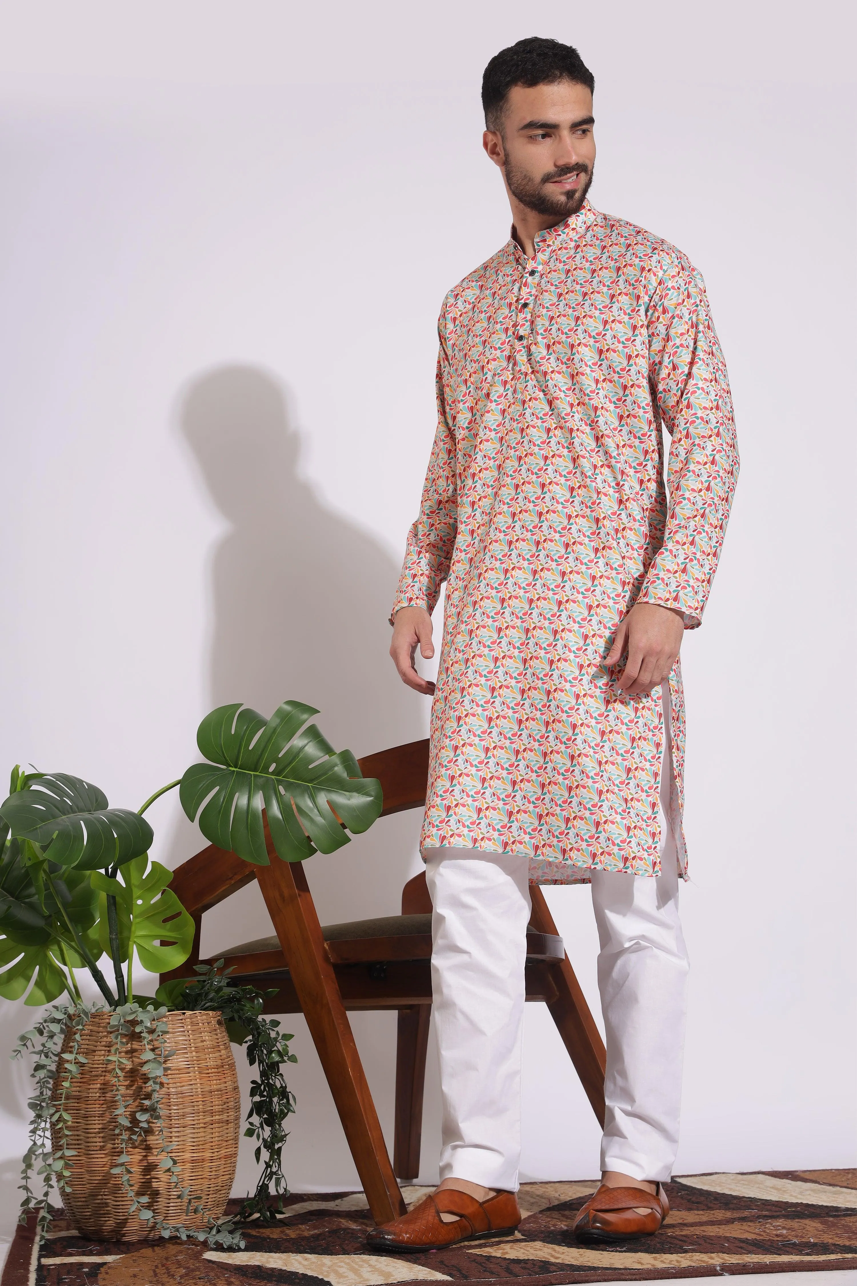 Stylish Print Cotton Multi Color Floral Kurta