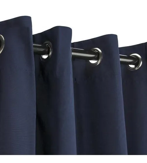 Sunbrella Outdoor Curtain With Nickel Grommets - Canvas Navy