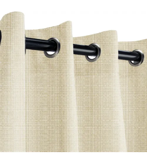 Sunbrella Outdoor Curtain with Nickel Grommets - Linen Antique Beige