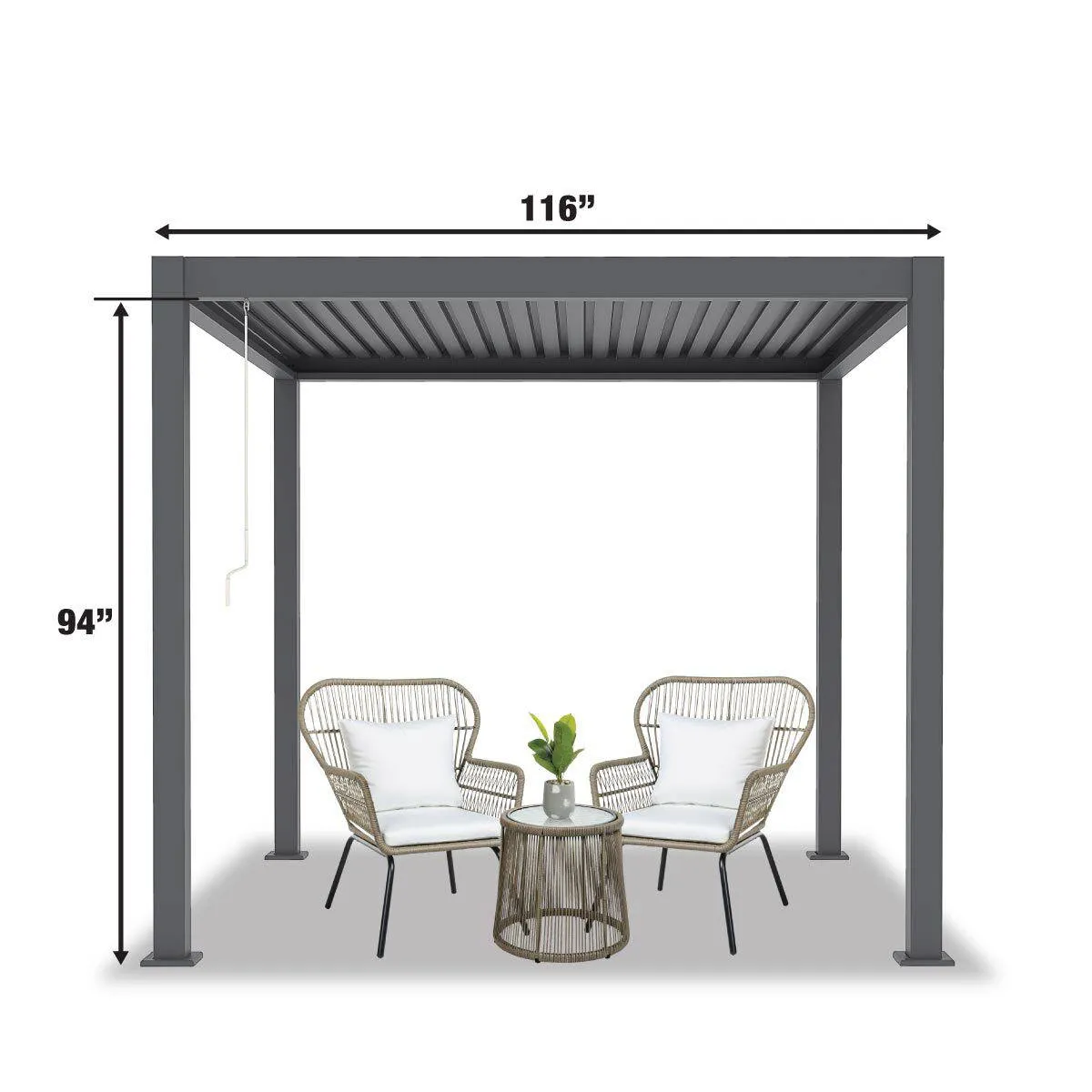 TMG LIVING 10' x 10' Aluminum Louver Roof Slatted Pergola, Manual Adjustable Louver Blades, TMG-LPG10