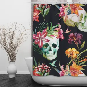 Tropical Lily Skull Shower Curtains and Optional Bath Mats