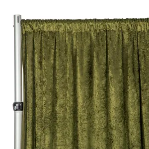 Velvet 10ft H x 52" W Drape/Backdrop Curtain Panel - Olive Green