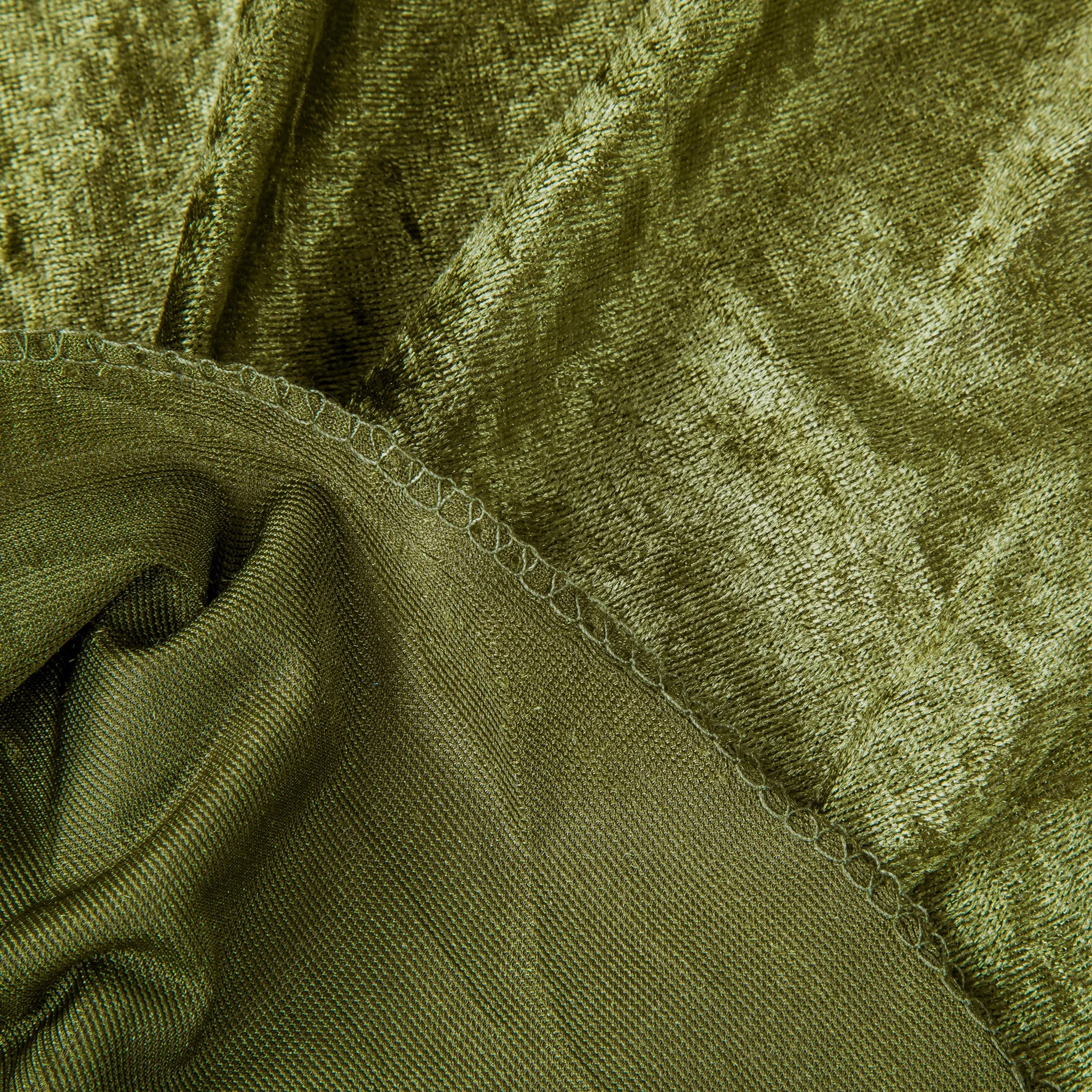 Velvet 10ft H x 52" W Drape/Backdrop Curtain Panel - Olive Green