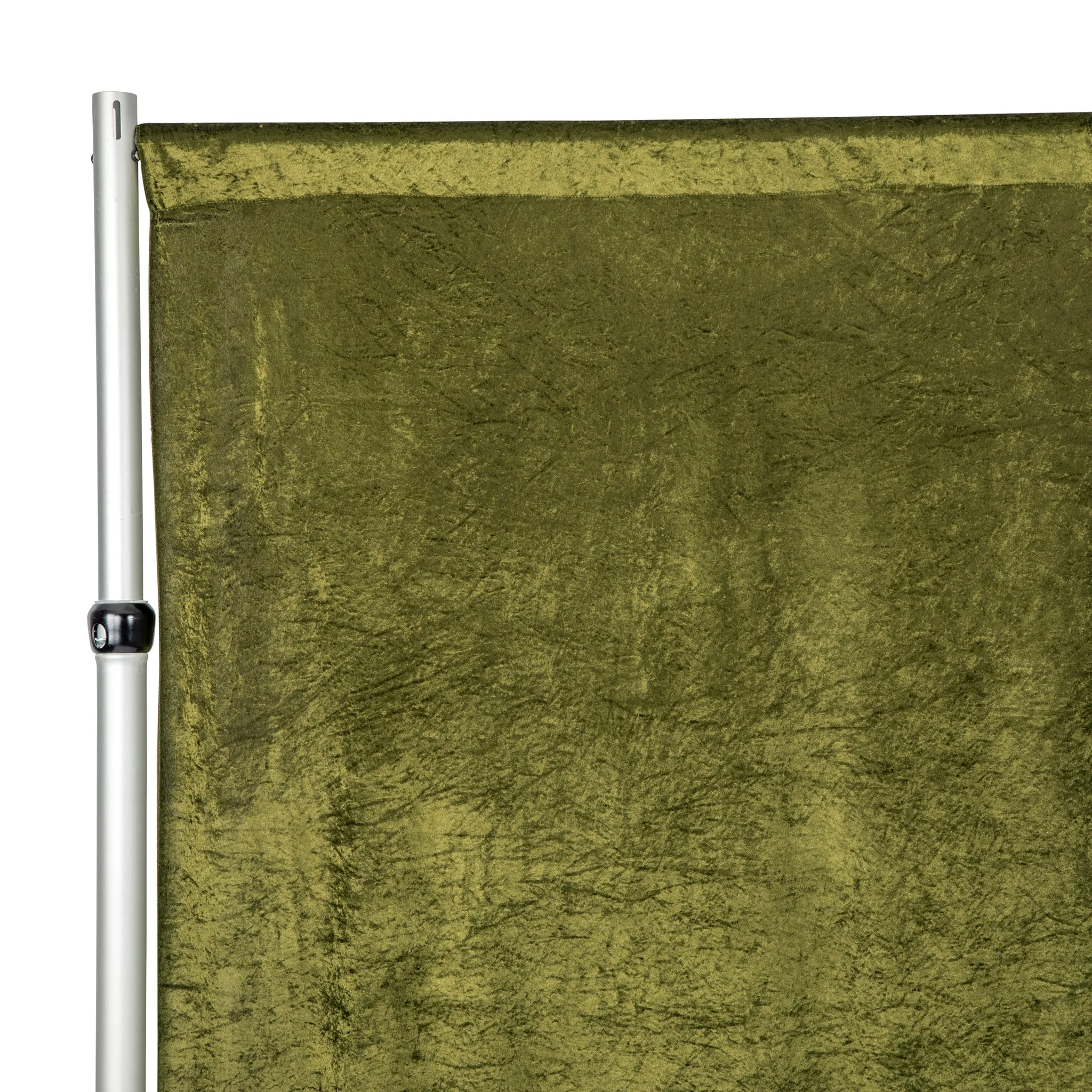 Velvet 10ft H x 52" W Drape/Backdrop Curtain Panel - Olive Green