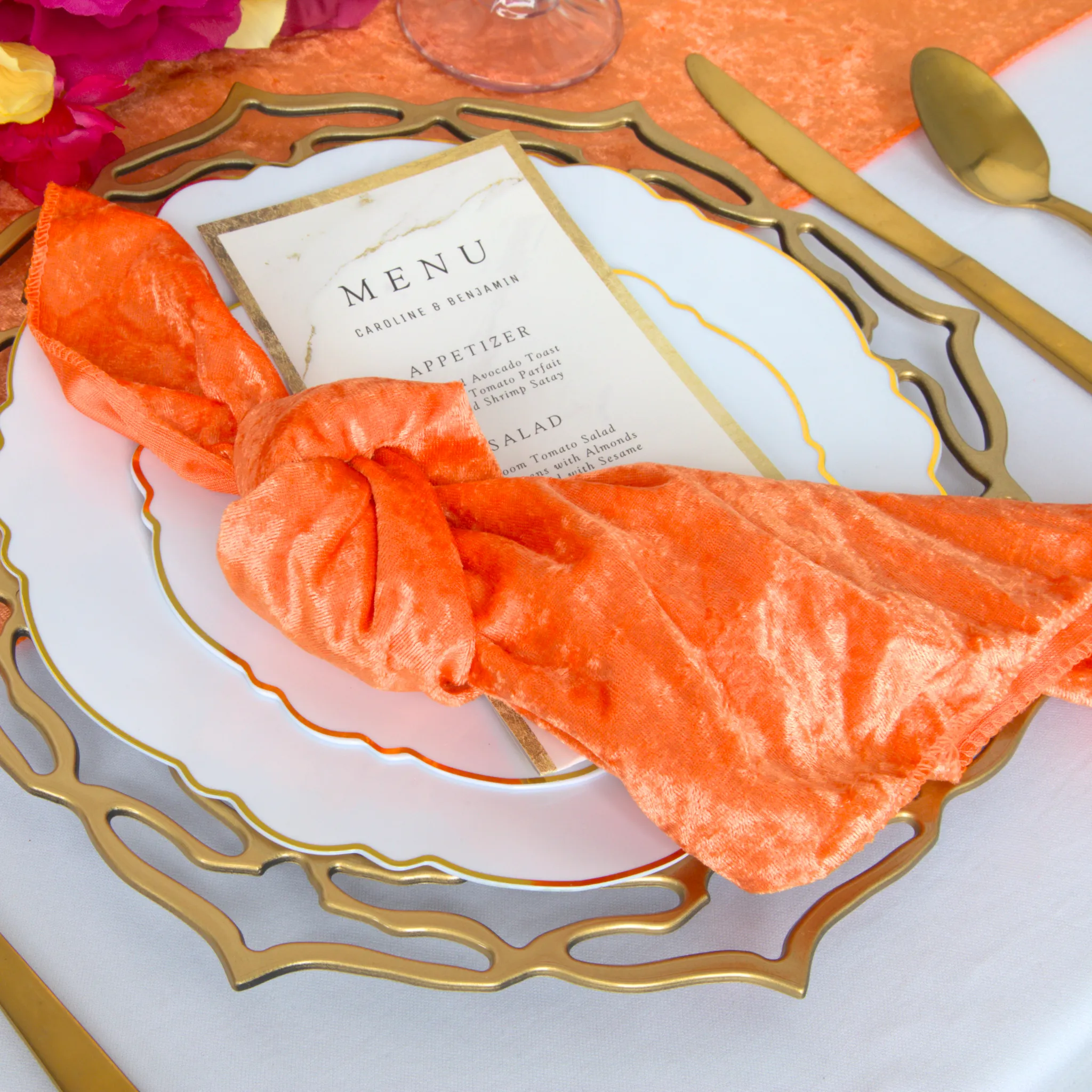 Velvet 20"x20" Linen Napkin - Orange