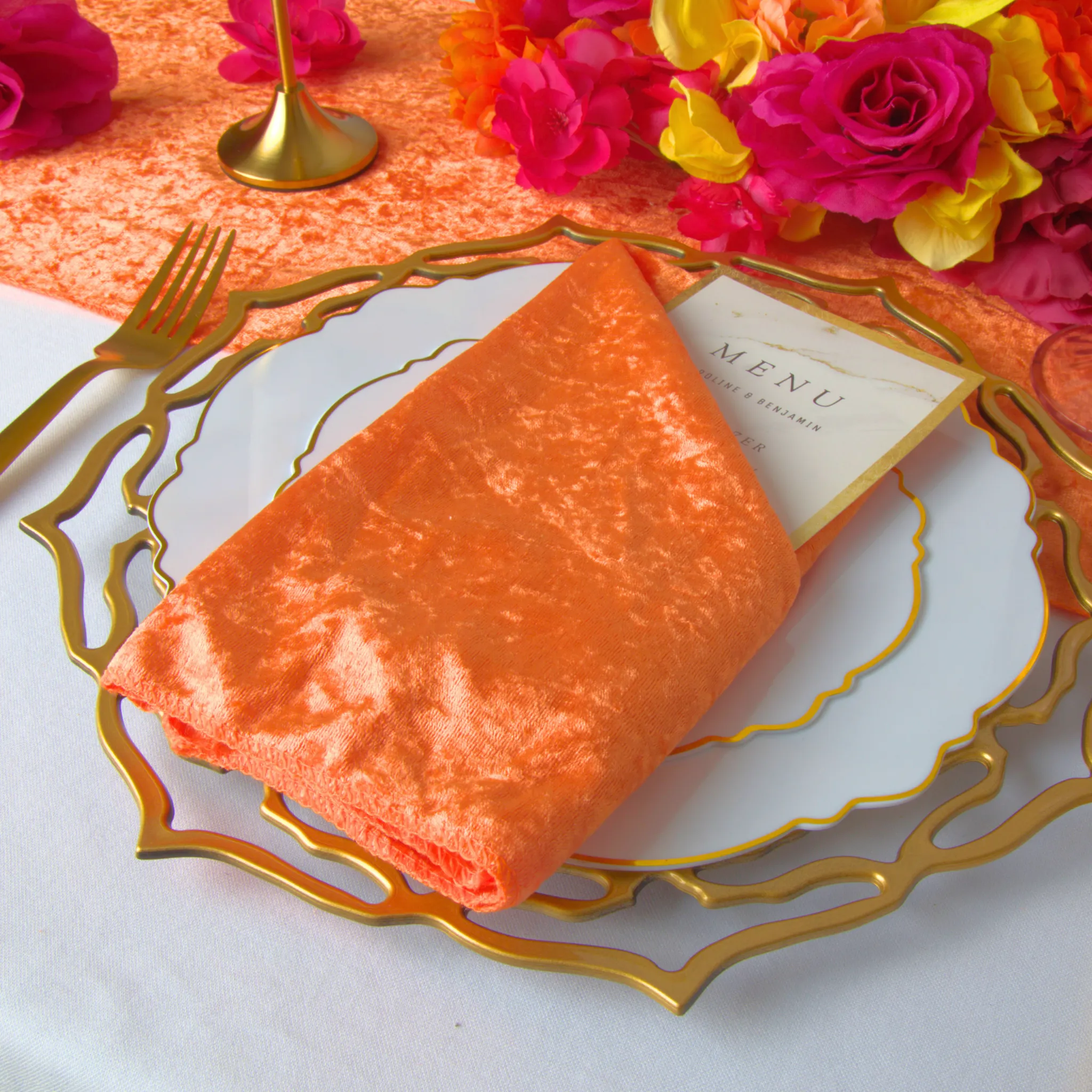 Velvet 20"x20" Linen Napkin - Orange