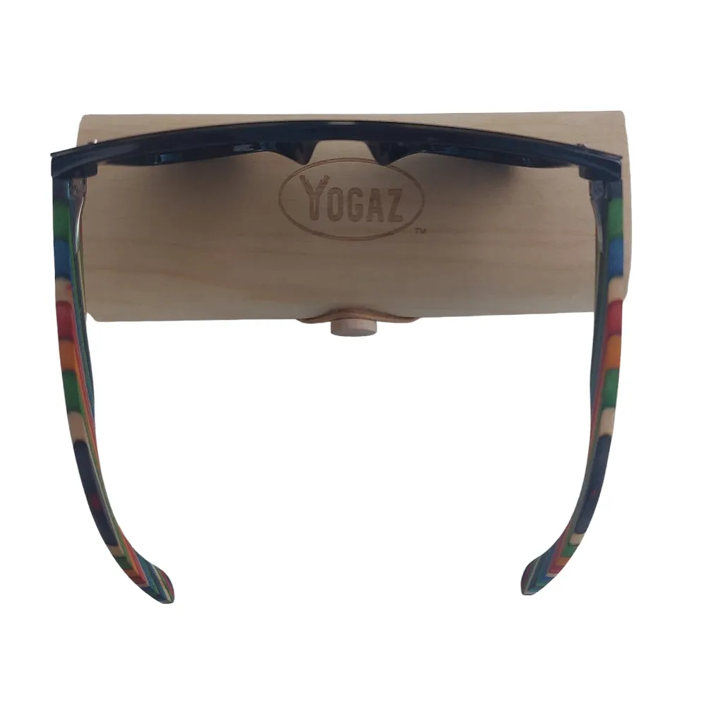 YOGAZ Handcrafted Bamboo Rainbow Stripe Sunglasses with UV400 Polarized Lenses